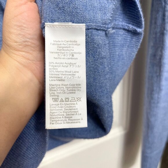 J.Crew Mens Blue Half-Zip Mock Neck Sweater M Merino Wool Blend - Picture 7 of 11